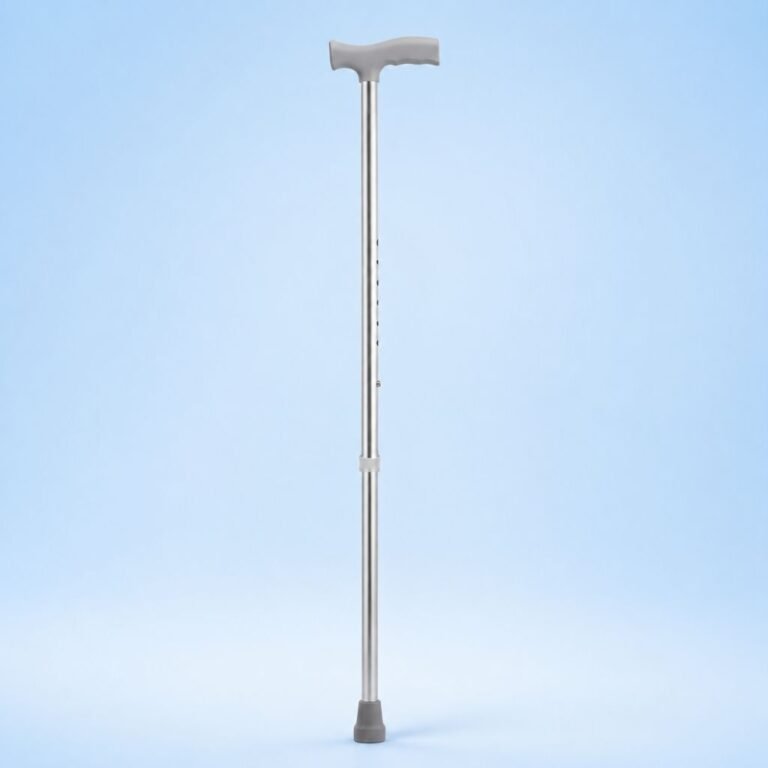 Ergonomic Contour Handle with Braided Safety Wrist Strap on Walking Stick