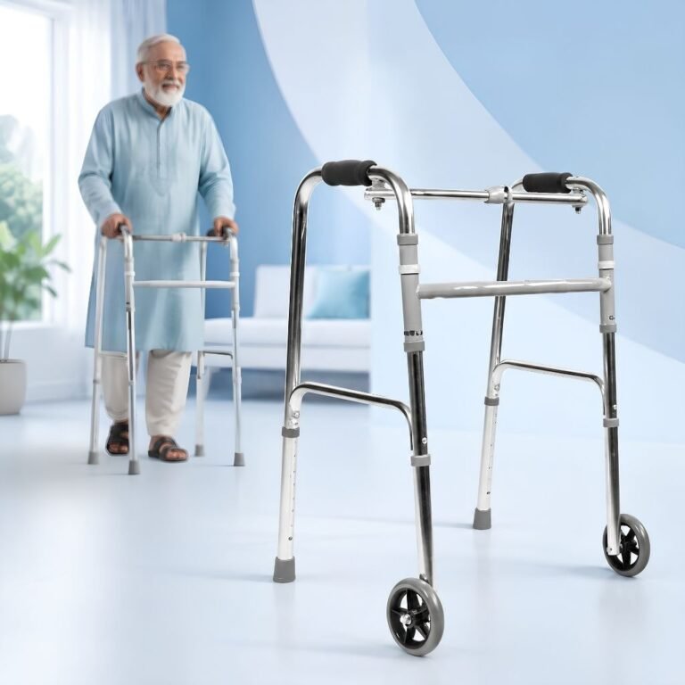Foldable Walker with Wheels for Elderly Mobility Support - Authentic eBangla