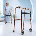 Foldable Walker with Wheels for Elderly Mobility Support - Image 3