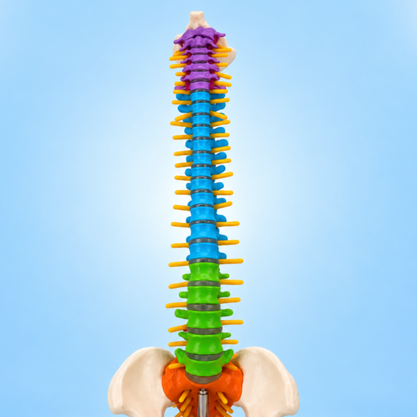 Color-Coded Cervical and Thoracic Vertebrae on Anatomical Spine Model