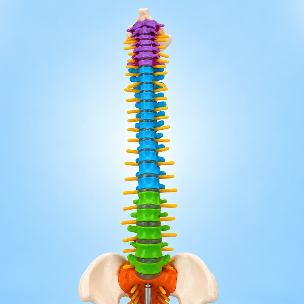 Color-Coded Cervical and Thoracic Vertebrae on Anatomical Spine Model