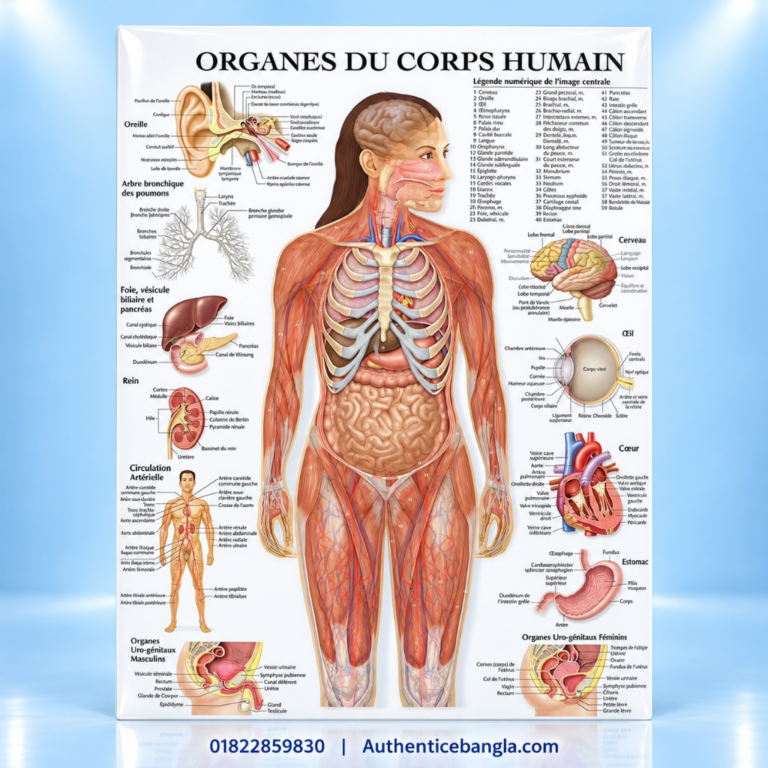 Human Body Organs and Muscular System PVC Anatomy Chart 32.5x23 Inch - Authentic eBangla