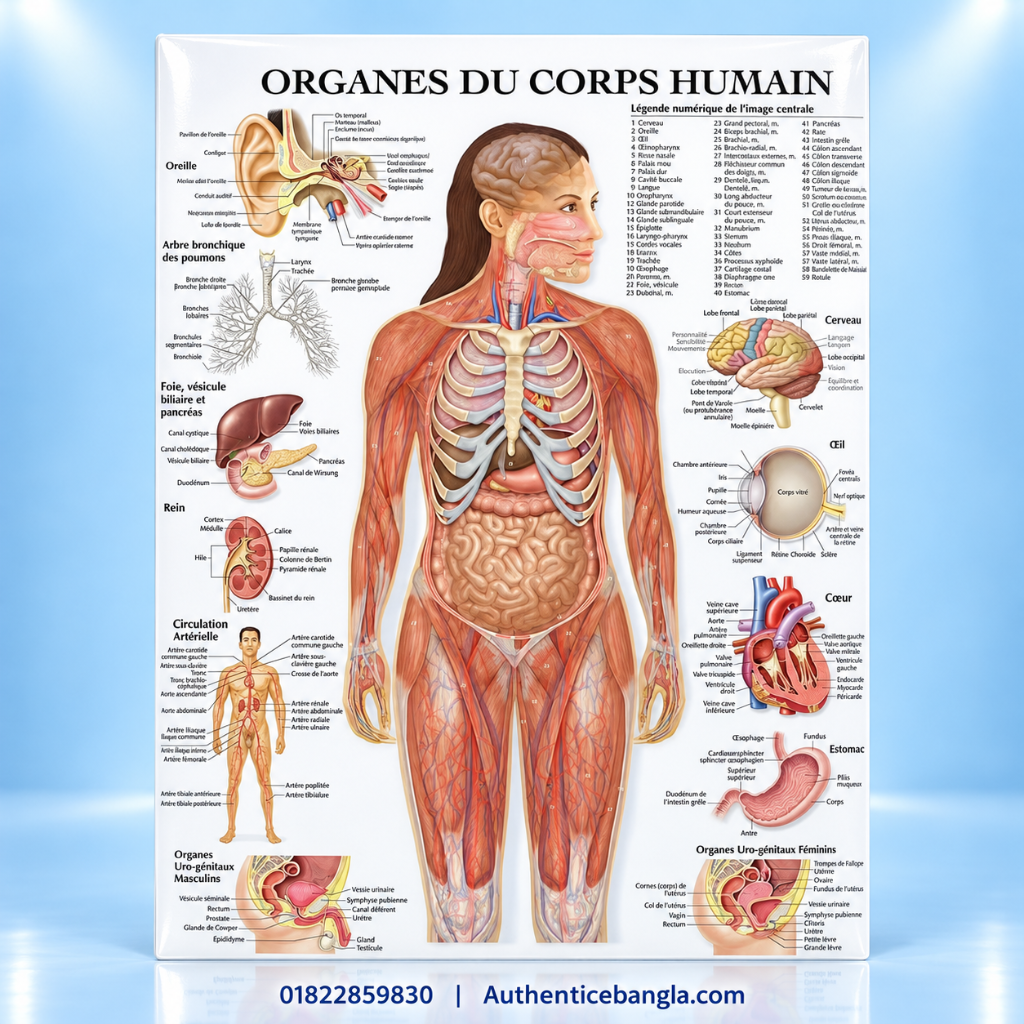 Human Body Organs and Muscular System PVC Anatomy Chart 32.5x23 Inch - Authentic eBangla