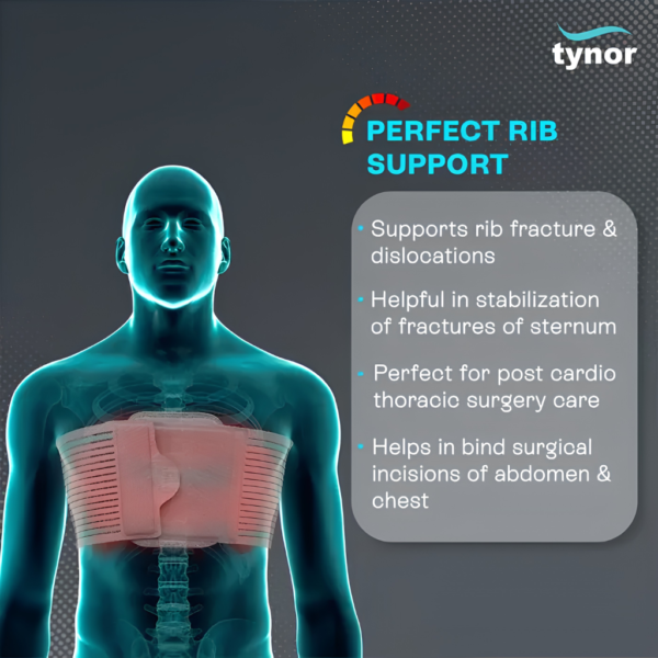 Model Wearing Tynor Rib Belt A-09 for Thoracic and Chest Stabilization