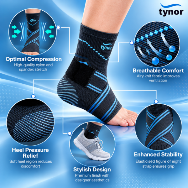 Detachable support strap on the Tynor Ankle Binder D01