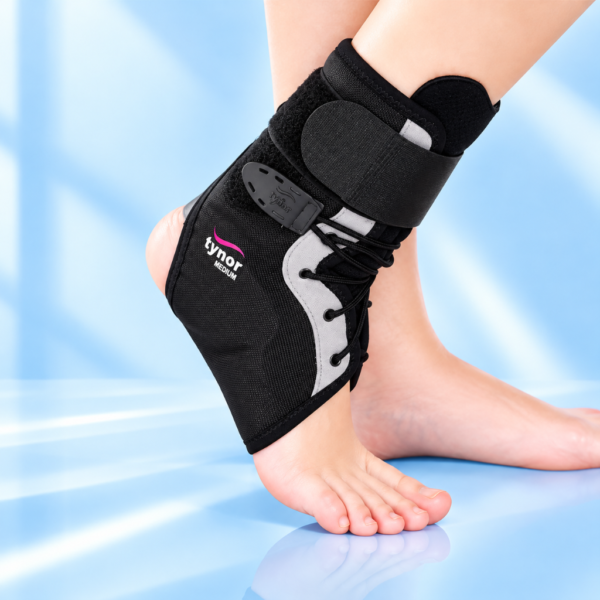 Black Tynor Ankle Brace D02 with adjustable laces and support straps