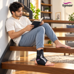 Man wearing the Tynor Ankle Brace D02
