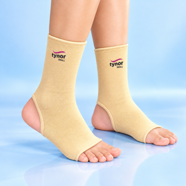 Two beige Tynor Anklet D03 ankle supports supplied as a pair