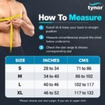 Size chart for the Tynor Elastic Shoulder Immobilizer C03